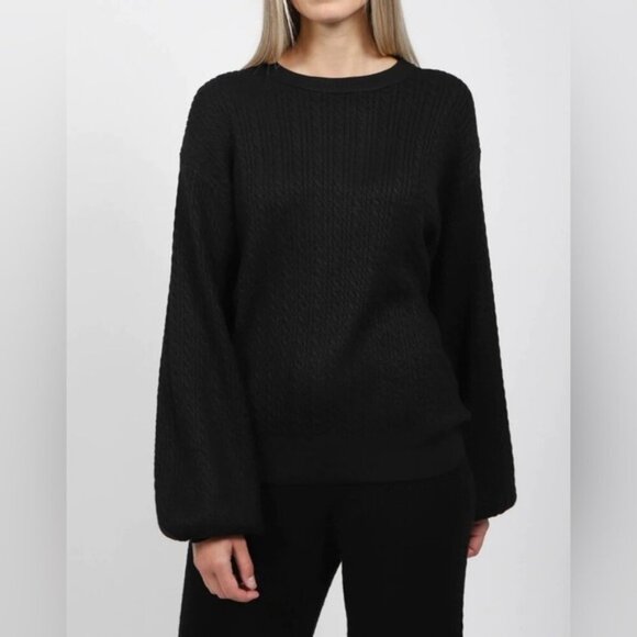 Brunette the Label Cable Knit Crewneck Oversize relaxed fit Sweater Sz S/M - Picture 1 of 10